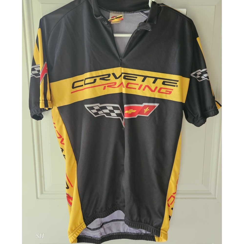 Corvette Racing Cycling Jersey Mens M World Jerseys Yellow‎ Black Bike shirt